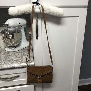 Small Brown Faux Leather Crossbody Bag